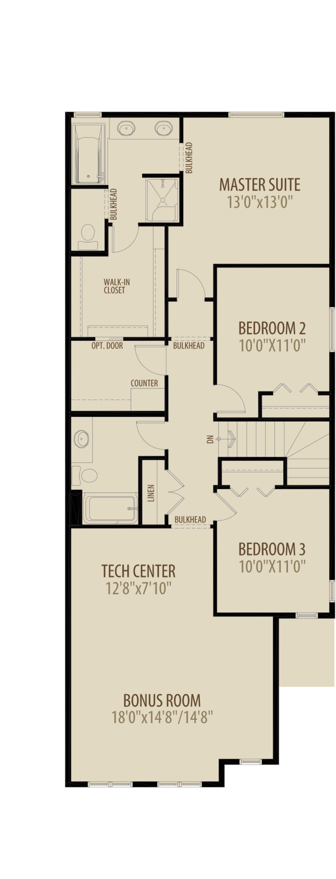 Upper Floor Plan w/ Option 7 - Livingston Standard Plan (Adds 210 sq ft)