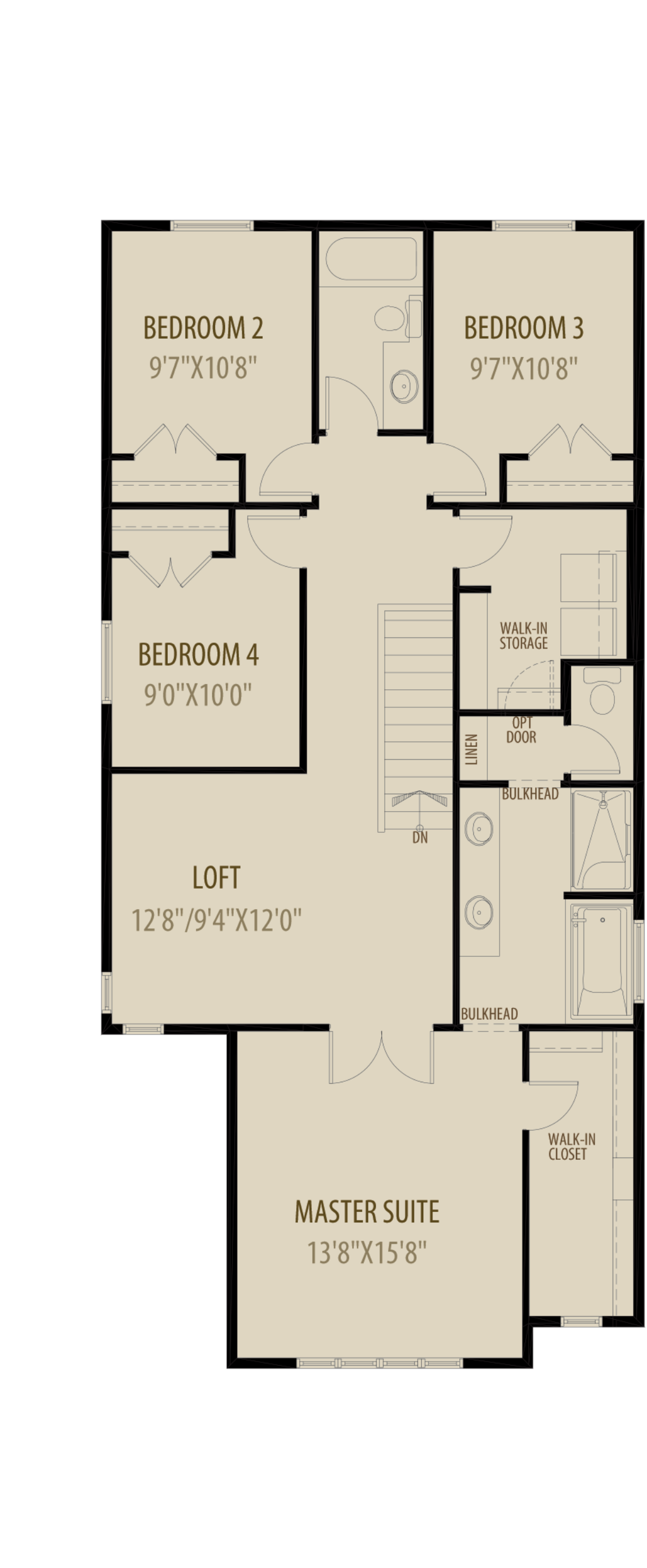 Revised Upper Floor 3 With 4Th Bedroom (Adds 60 Sq Ft)