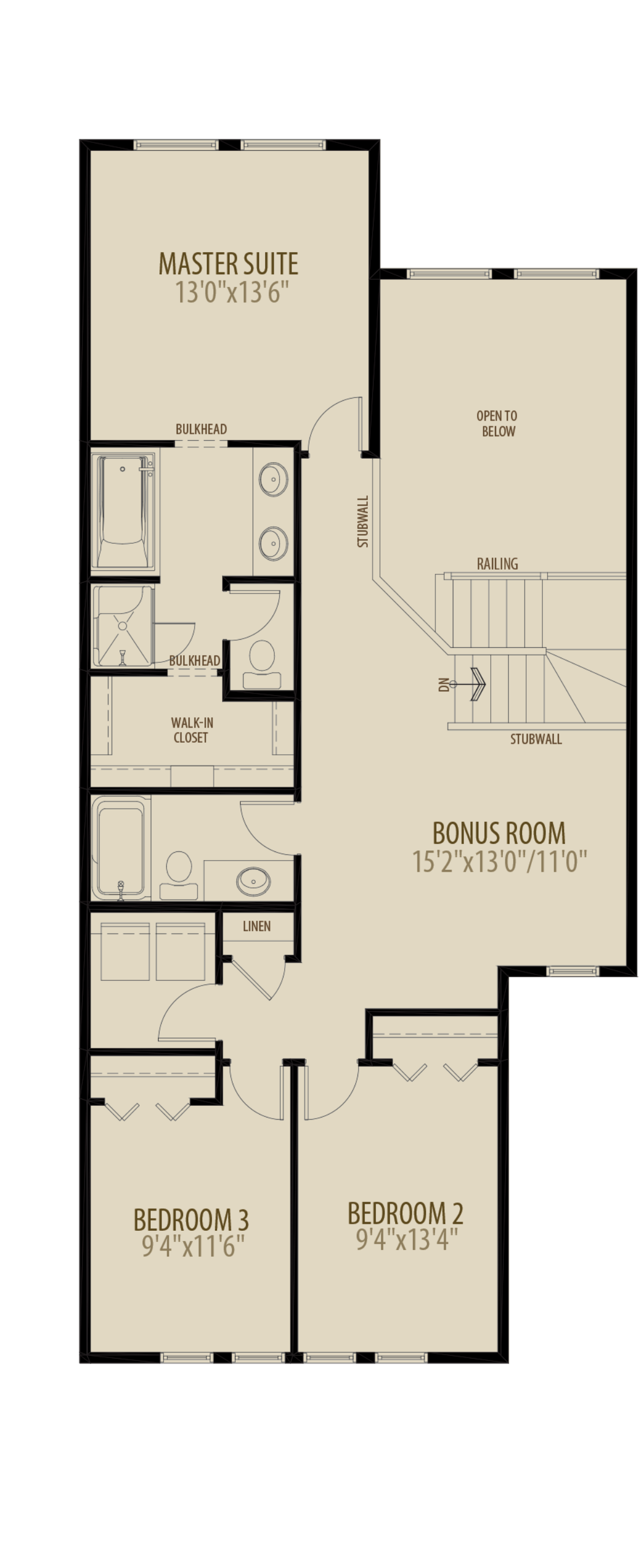 Open to below & Bonus Room (Reduces Upper Floor by 70 sq ft)