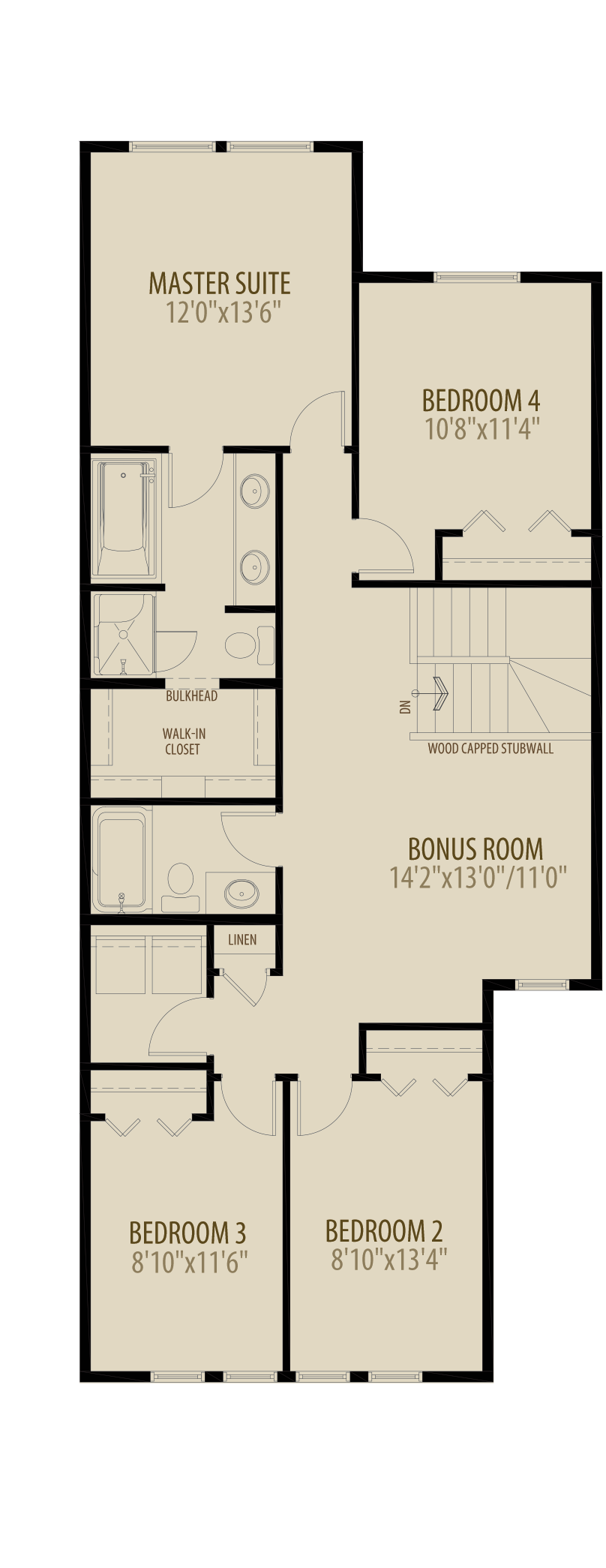 4th Bedroom Bonus Room Adds 105 sq ft